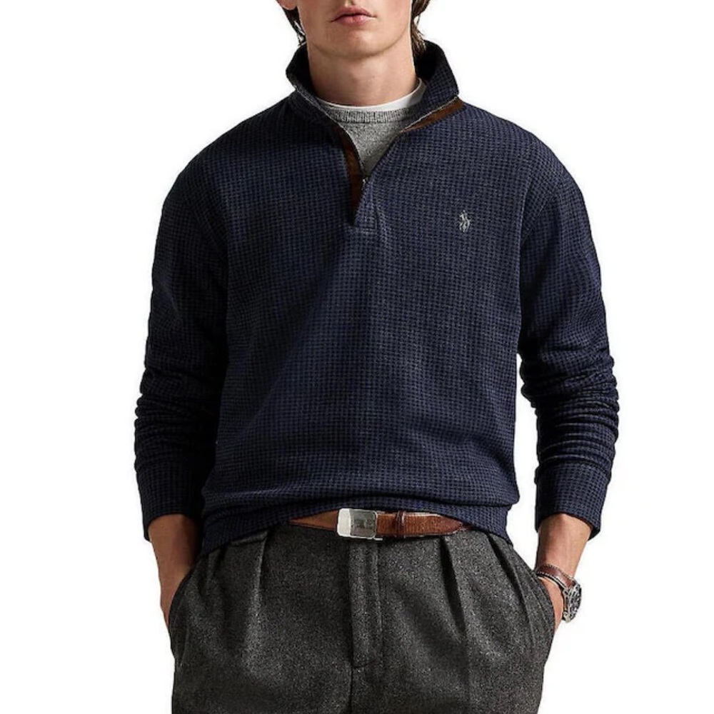 Men’s Navy Blue Quarter-Zip Sweater — Size Extra Large